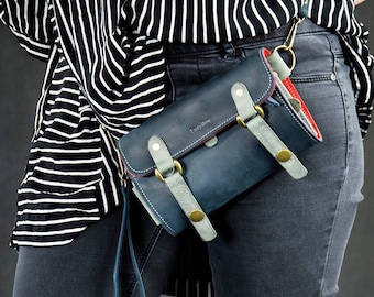 Elegante custodia per iPhone, portafoglio con cinturino, portafoglio personalizzabile fatto a mano in pelle naturale, custodia per iPhone in pelle, piccola borsa in pelle, borsa in pelle
