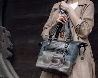 Duffel handbag,  leather personalized woman tote,  real handmade office purses,  ladybuq unique and original shoulder crossbody bag