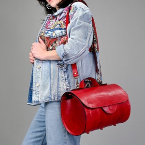 Bolso rojo Roller Leather Purse Bolso de mano de piel natural de alta calidad hecho a mano Regalos para mujer Original Tote Bag