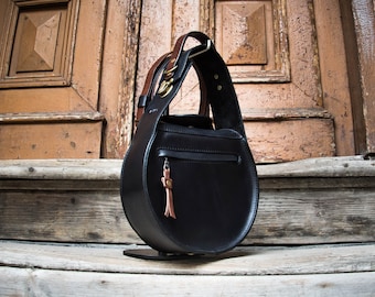 Black color leather bag women tote ladybuq handmade handbag original purse crossbody evening bag top handle hobo boho personalizable gift