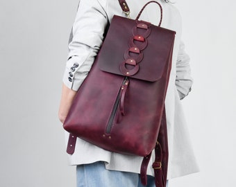 Sac à dos en cuir violet de qualité designer pour femme, sac à main de travail, sac à dos de mode, cadeau pour son sac à dos en cuir original pour femme ladybuq