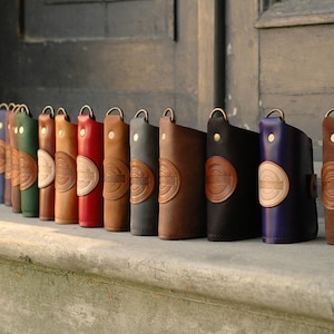 Cartera de cuero hecha a mano, billetera de grano completo, billetera única, billetera de cuero real, regalo para ella, regalo para él, billetera de chequera, agréguela a su bolsa