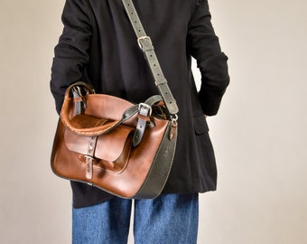 Leather Shoulder Bag with Clutch laptop bag handbag handmade purse ladybuq Leather Tote Travel bag Womens gift office purse vintage handbag