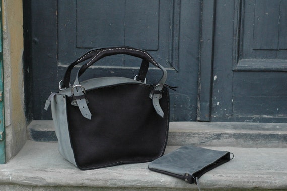 Leather Shoulder Bag with Clutch Set vintage office purse mat | Etsy