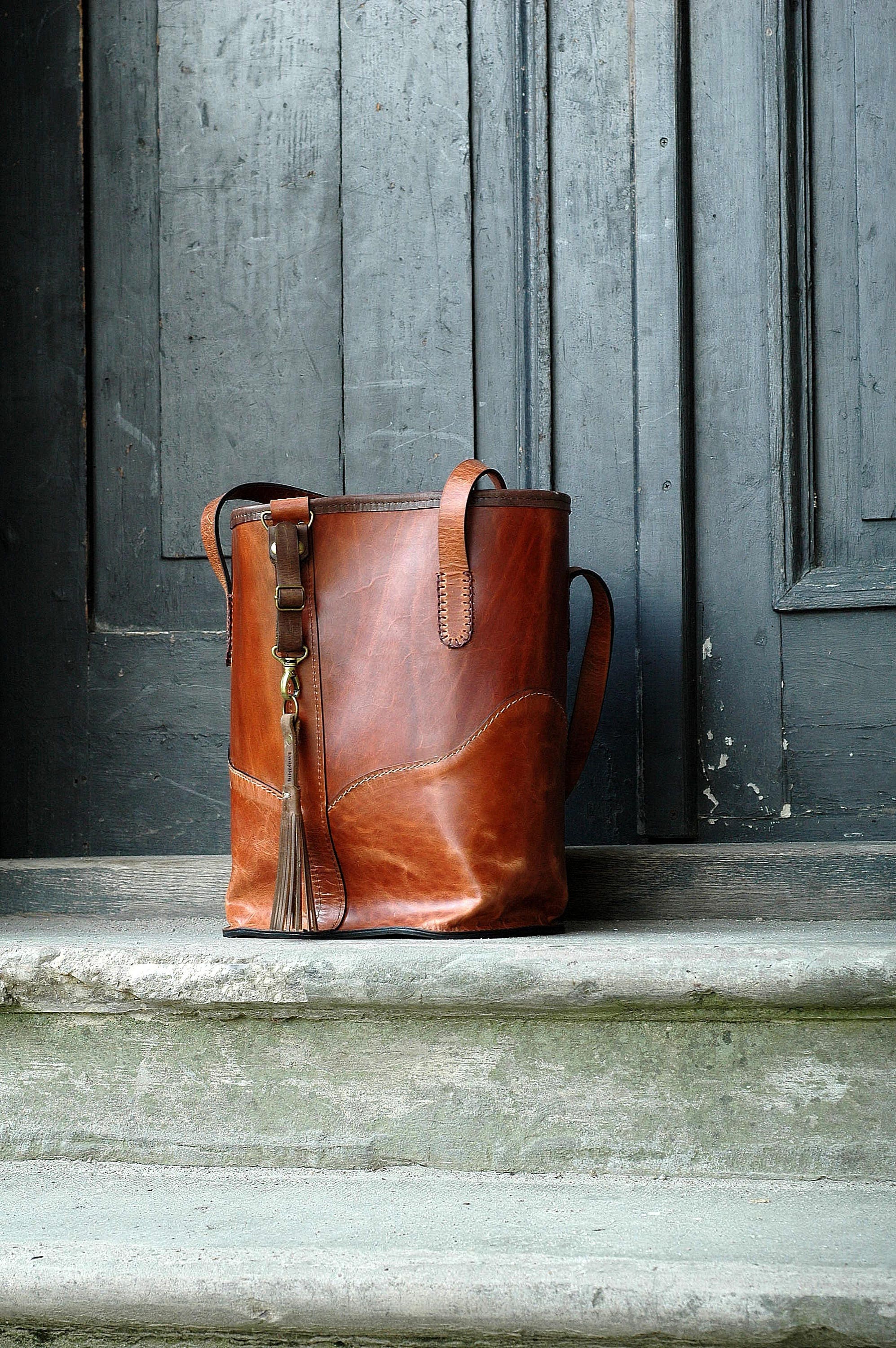 Handmade Leather hobo tote bag Vintage style Julia design Etsy