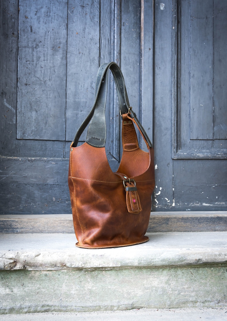 Leather Shopper Bag Brown Tote Unique Handmade Purse Hobo - Etsy