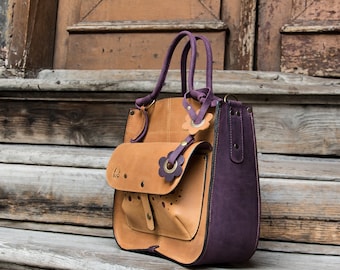 Boho Hobo Handmade Bag    Leather tote   Top handle purse   Crossbody bag   Perfect gift idea  Unique work bag
