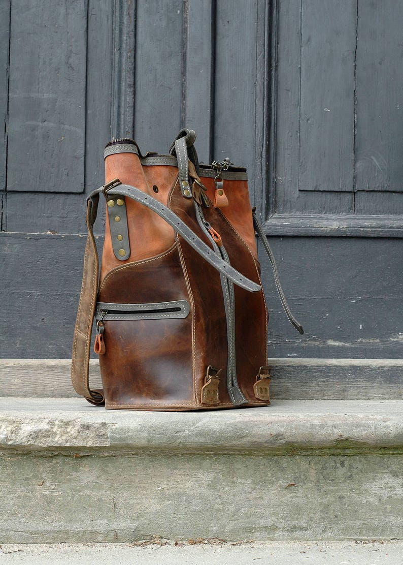 Vintage Brown Leather Backpack: Rustic Travel Rucksack - Etsy