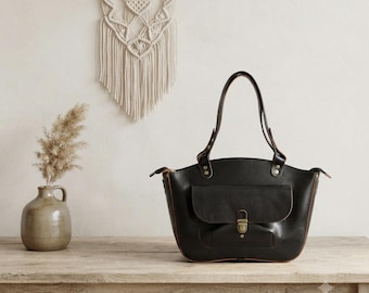 Boho Style Tote, Custom Genuine Leather Bag , Handcrafted Shoulder Bag, Personalized Gift