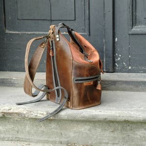 New leather handmade backpack /bag shoulder bag vintage brown/ginger/gray leather rucksack travel backpack laptop backpack handmade backpack