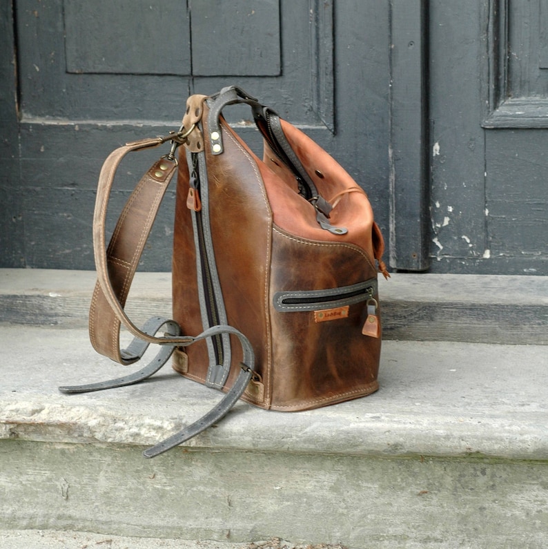 Vintage Brown Leather Backpack: Rustic Travel Rucksack - Etsy