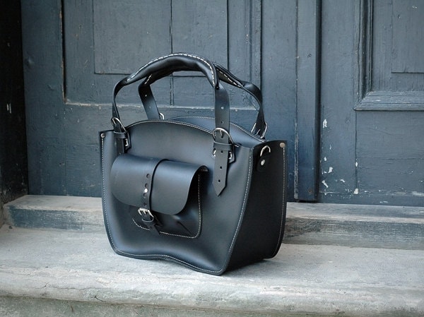 Leather Shoulder Bag With Clutch Set Ladybuq Office Bag Black 