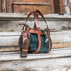 Boho bag luxury handmade leather purse brown and bottle green handbag  Express yourself and make you happy with my beautiful purse - Ladybuq