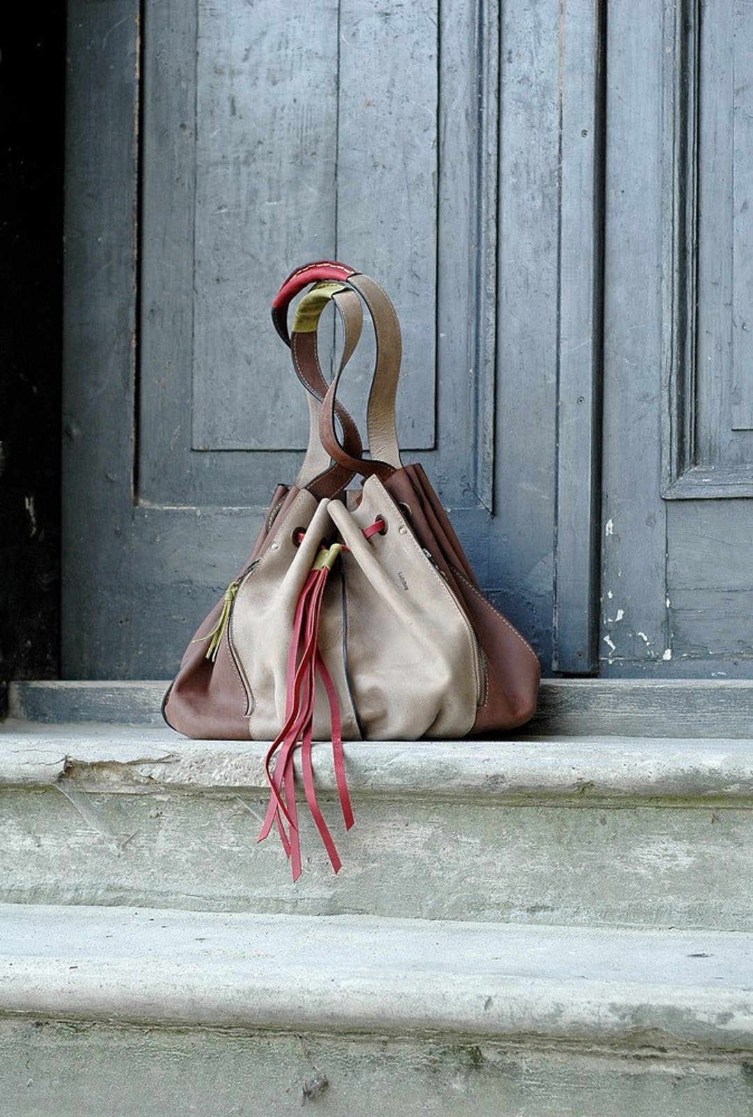 Bucket Shape Bag Matte Leather Woman Drawstring Personalizable - Etsy