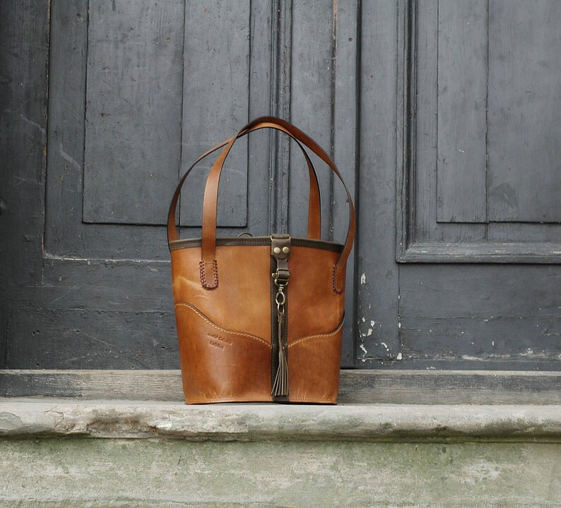 Large Leather Woman Tote Laptop Vintage Style Bag Etsy