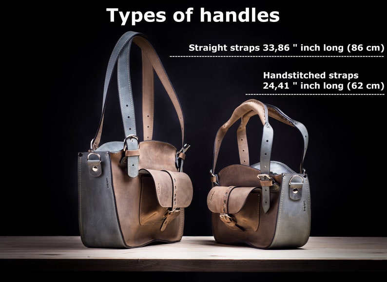 You can choose two types of straps . Simple stripes and hand stithed straps