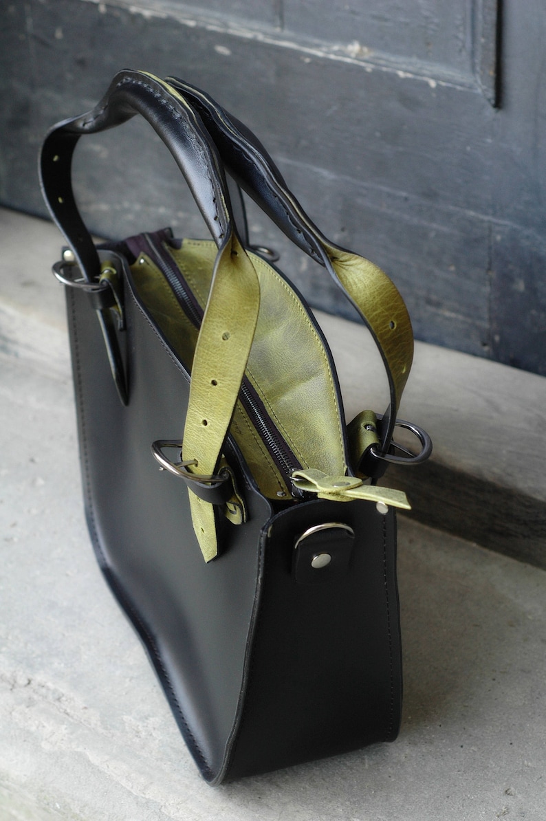 travel bag handmade laptop leather bag Black Office Tote Handmade Leather Handbag with Clutch set Kuferek crossbody women/'s bag