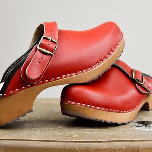 New Swedish Clogs Classic Red Moccasins Orginal Leather Shoes Platform Shoes Women shoes sandal wood clog image 7