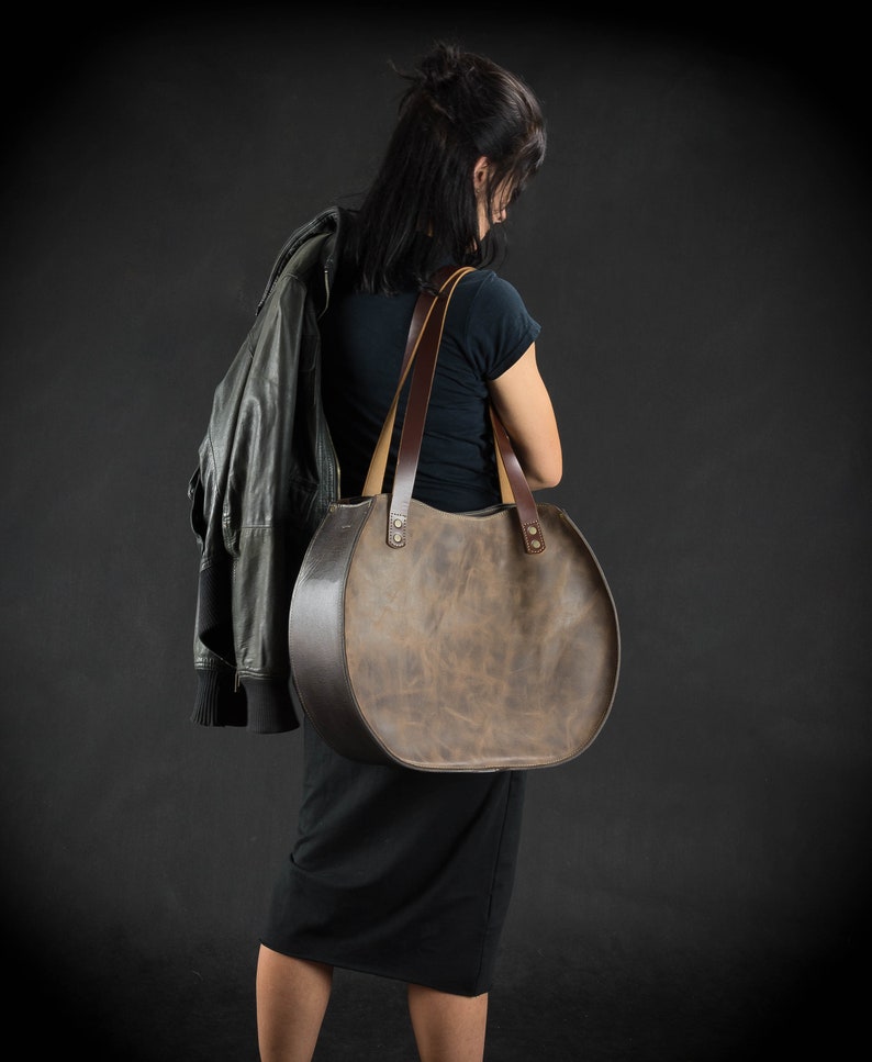 Leather Tote Handbag Purse Full Grain Leather High Quality Etsy