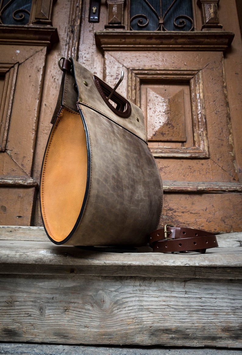 Brown unique tote stunning office bag to work and school unique vintage style purse well made full grain leather handbag handmade LadybuQ01q image 2