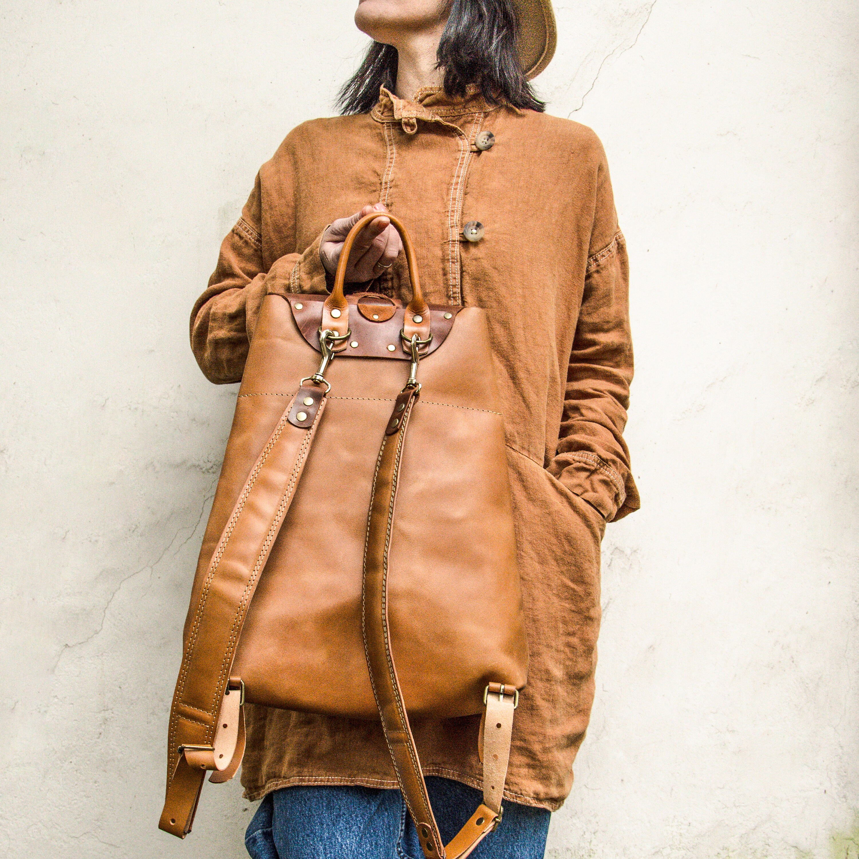 India Camel Color Woven Leather Backpack Bag Fashion Rugged Handmade Rustic Buy Camel Backpack Online In India - Etsy India main image 3
