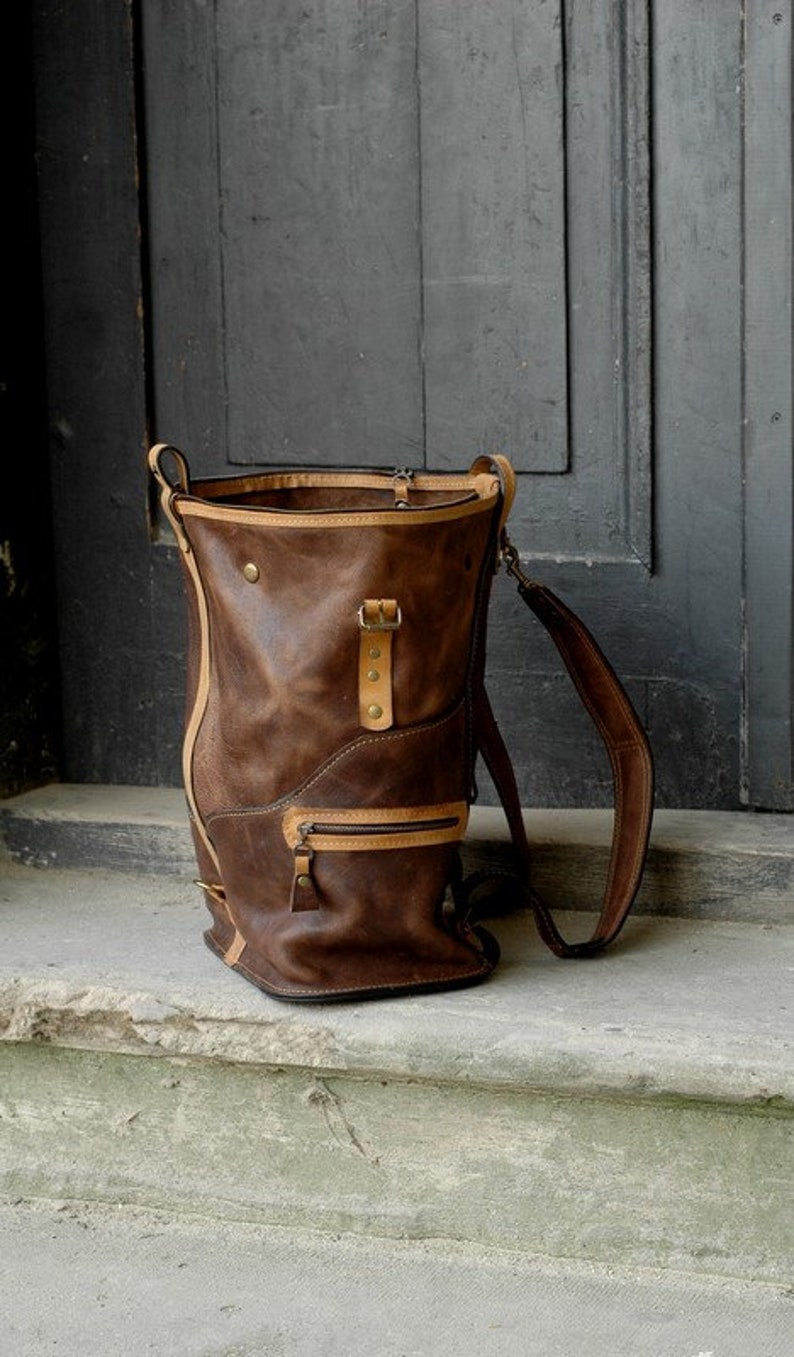 Vintage Brown Leather Backpack: Rustic Travel Rucksack - Etsy UK