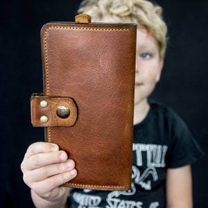 Cartera de mujer personalizada con monograma, chequera original de cuero