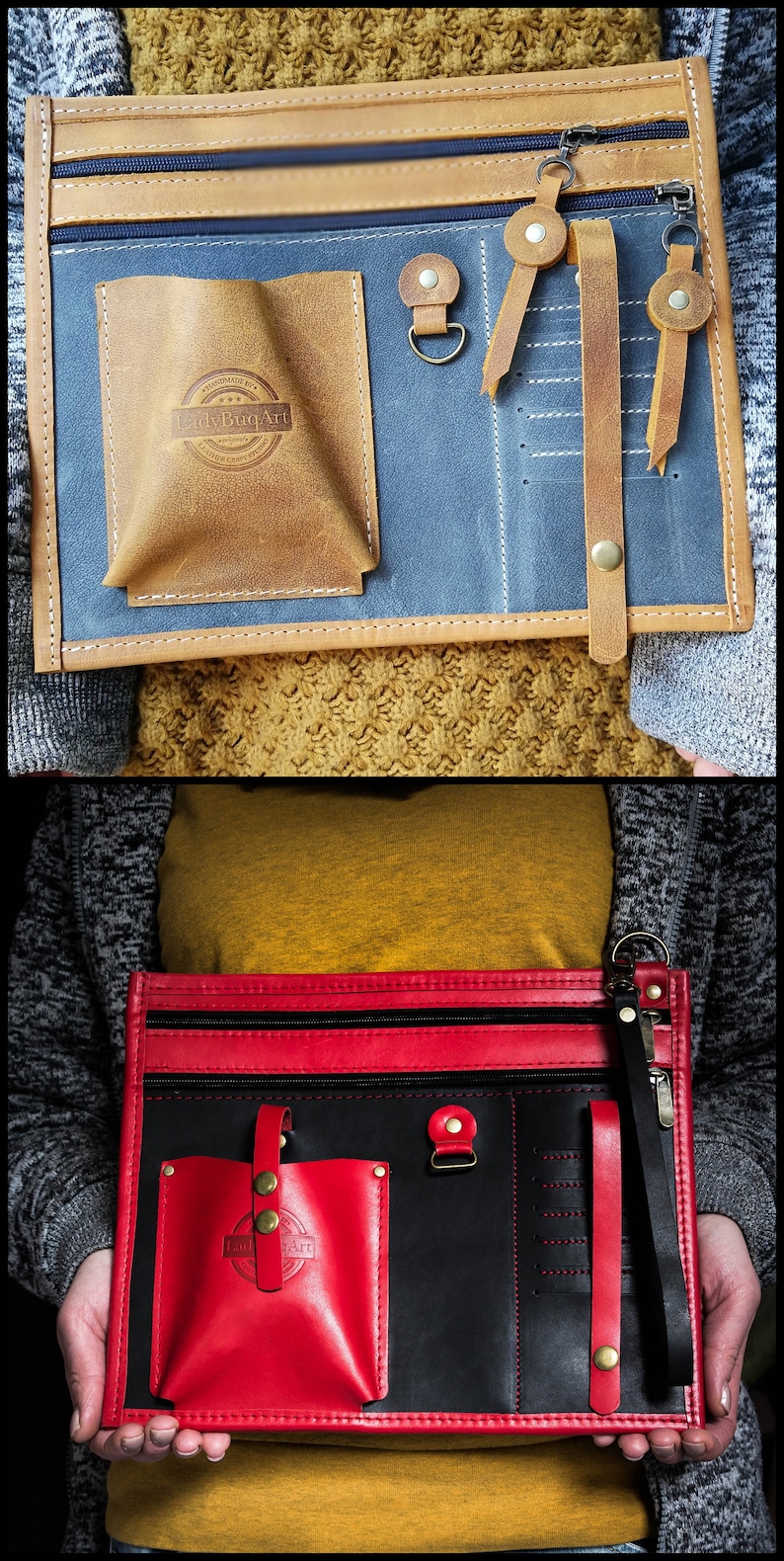 Handmade Leather Purse Organizer Bag Organizer Large Removable Etsy