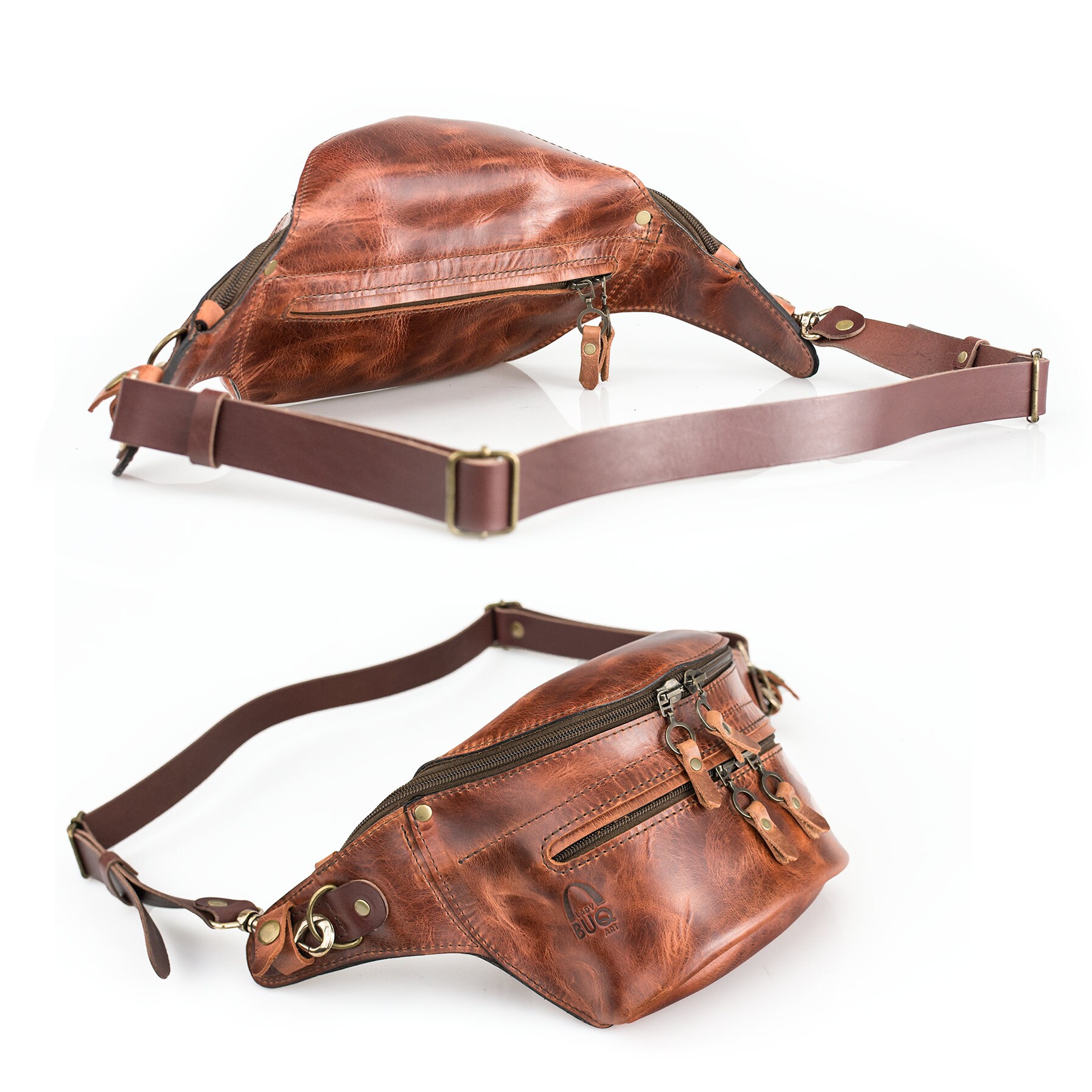 Riñonera de cuero única cuero de completo cuero de - Etsy España