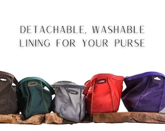 Detachable, washable lining for your purse - available in 6 color variations to match the color of the bag