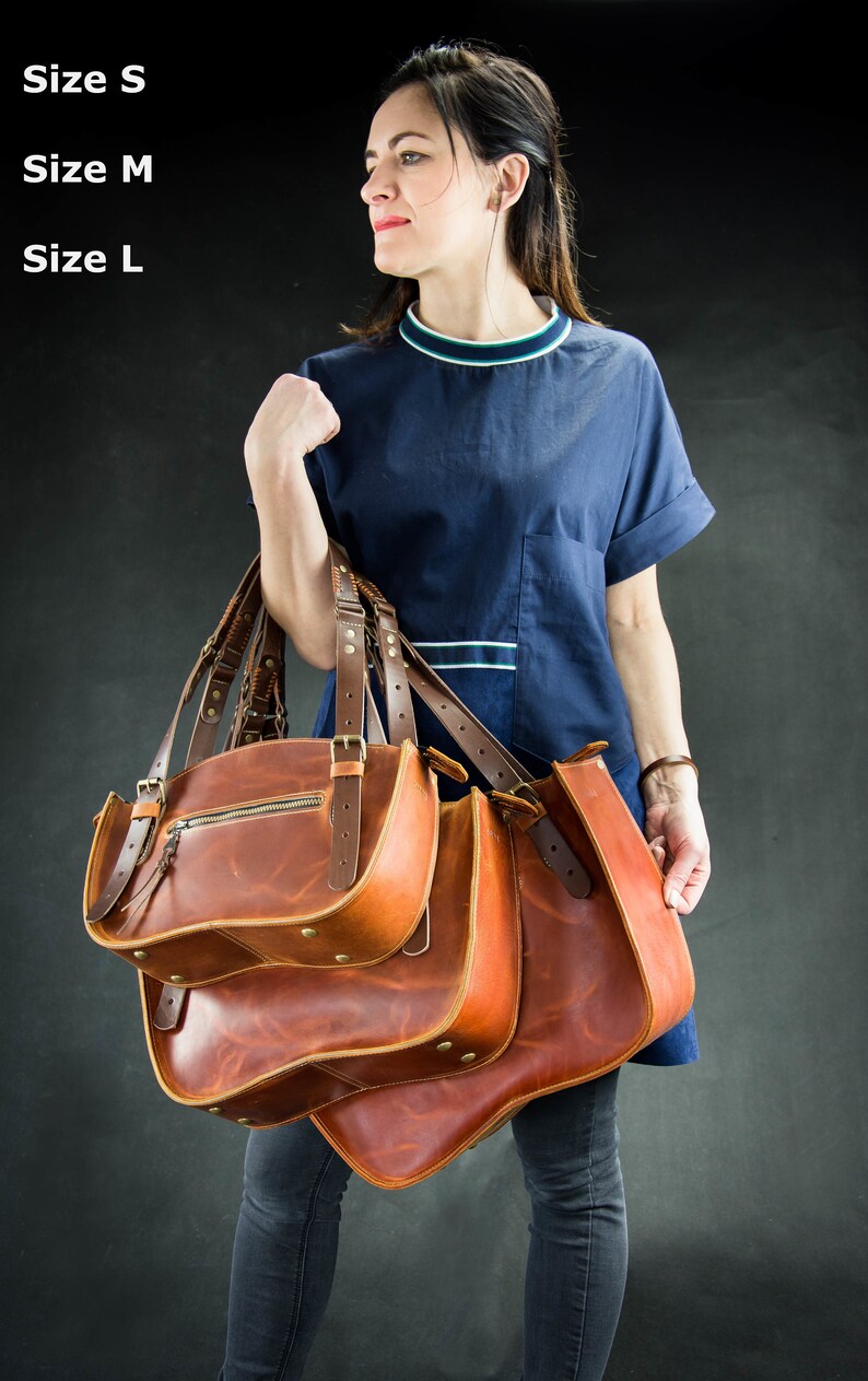 Leather Tote Shoulder Bag Women Purse Original and Unique Handbag made from full grain leather Handmade roomy bag in vintage style Gifts