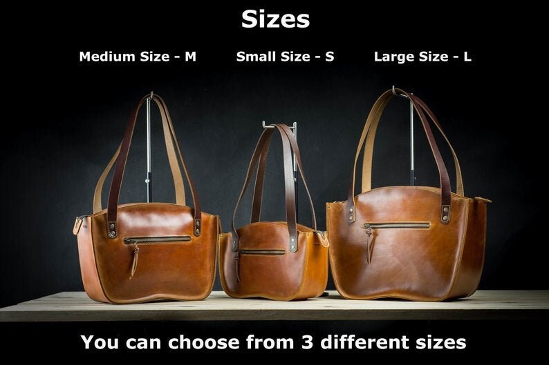 Top brand leather bag in three sizes made by Ladybuq Art Etsy