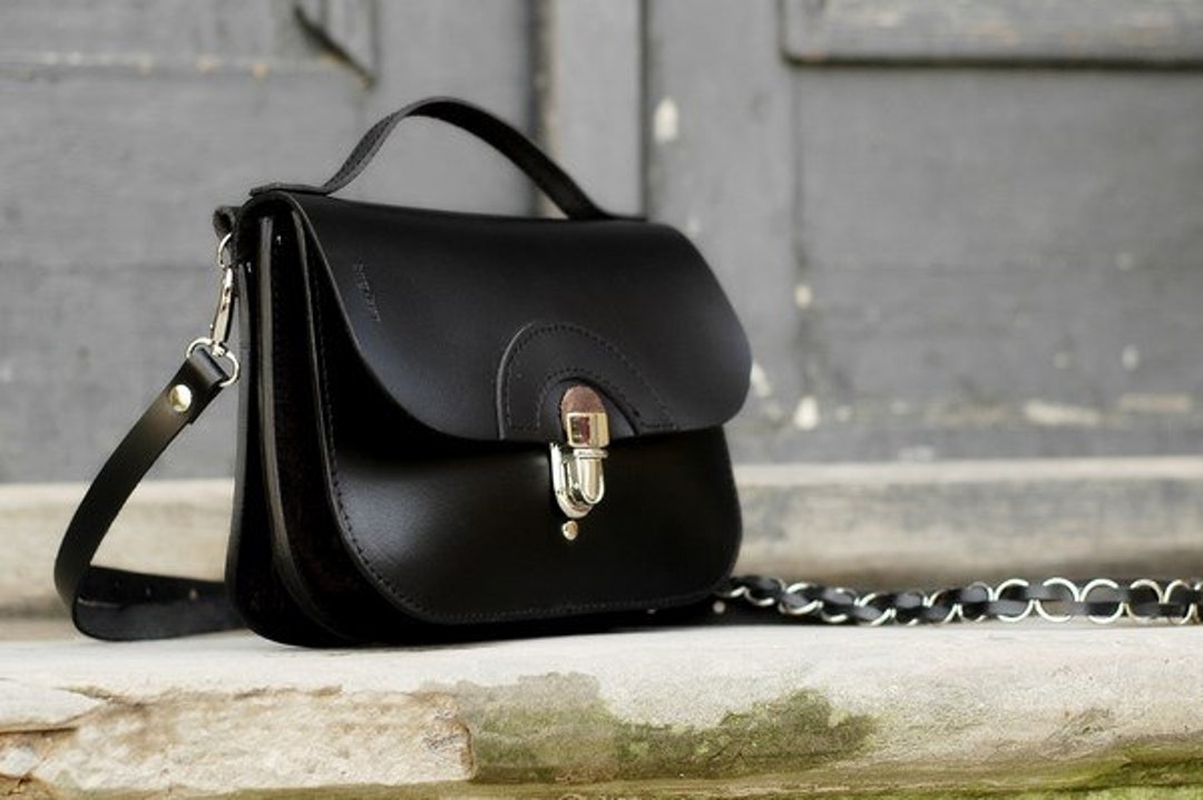Small Leather Handbag Handmade Stylish Unique Design Black - Etsy