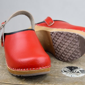 New Swedish Clogs Classic Red Moccasins Orginal Leather Shoes Platform Shoes Women shoes sandal wood clog image 5