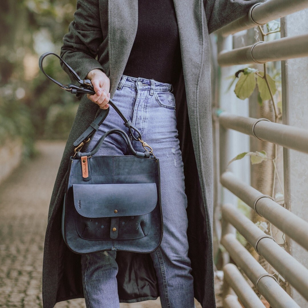 Handmade Full Grain Natural Leather Tote Bag Office Purse - Etsy 日本