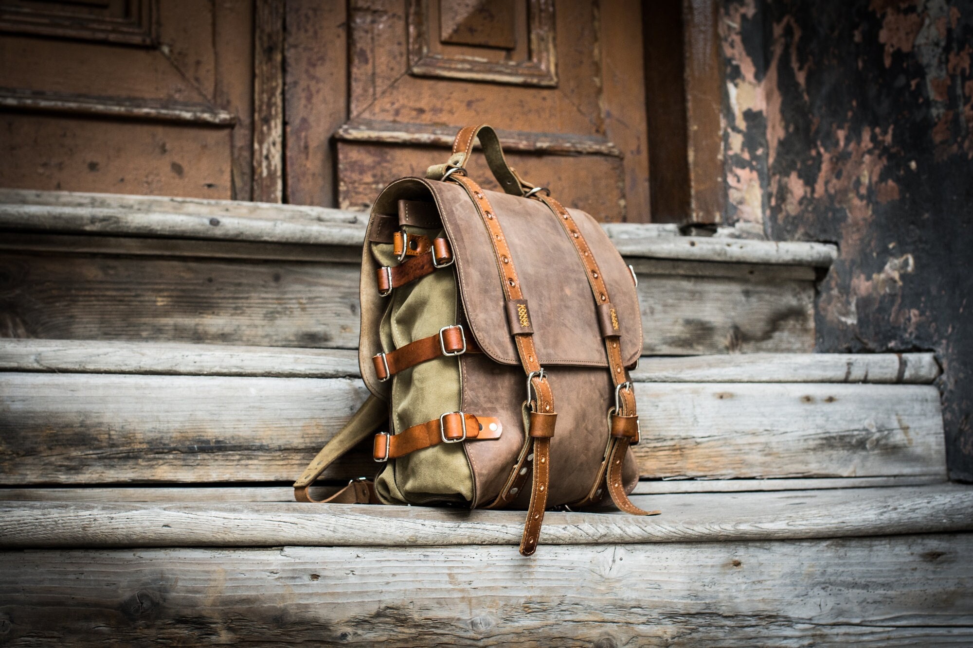 Vintage personalized backpack real handmade out of high - Etsy 日本