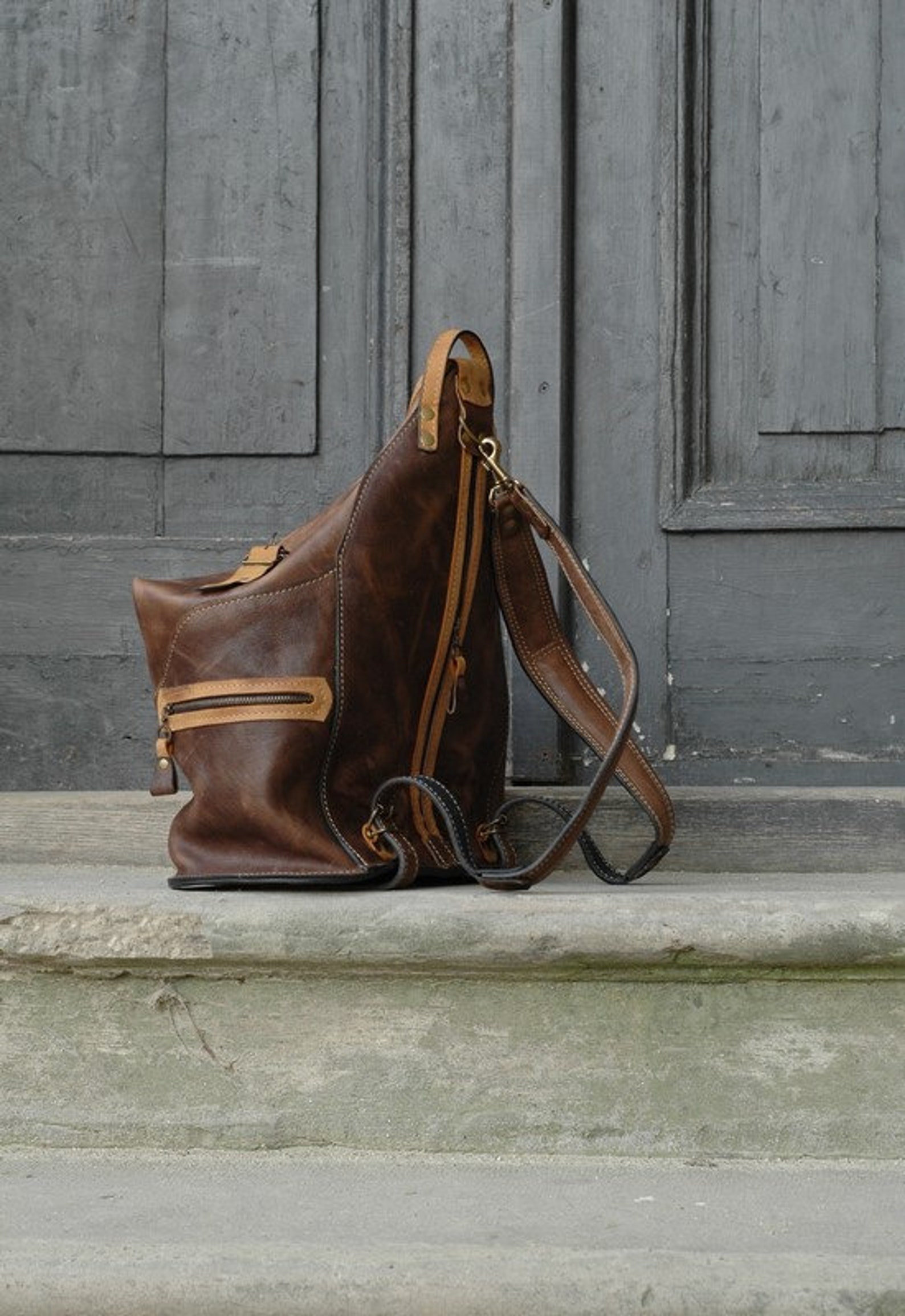Vintage Brown Leather Backpack: Rustic Travel Rucksack - Etsy UK