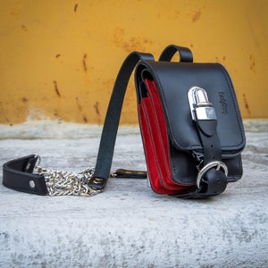 Kleine multifunktionale Geldbörse Abend Mini Geldbeutel einzigartig Münztasche Ladybuq handgefertigte schwarze kleine Tasche