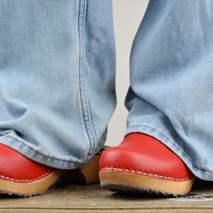 New Swedish Clogs Classic Red Moccasins Orginal Leather Shoes Platform Shoes Women shoes sandal wood clog image 9