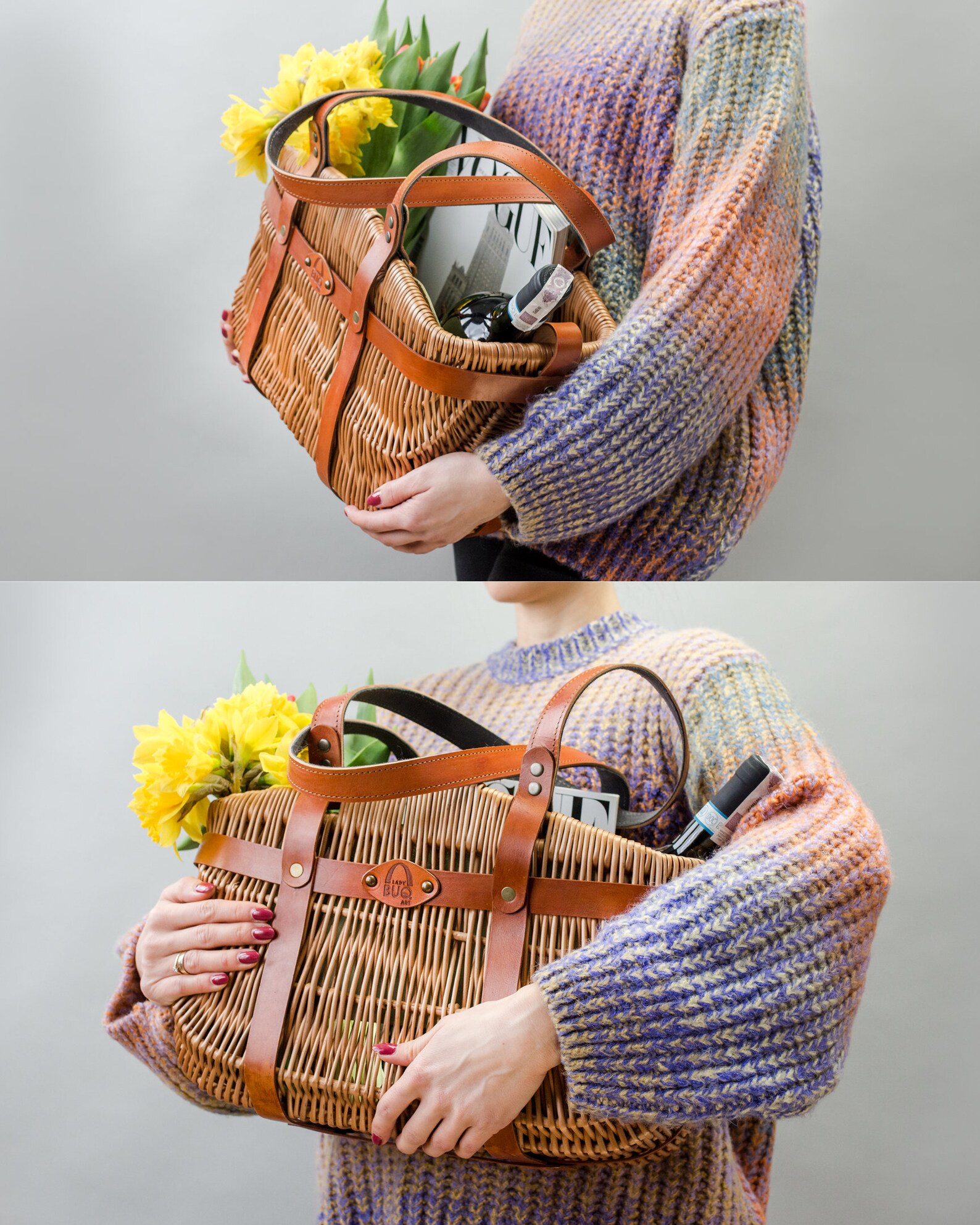 Wicker Shopping Bag Picnic Wicker Basket Handwoven Picnic Etsy