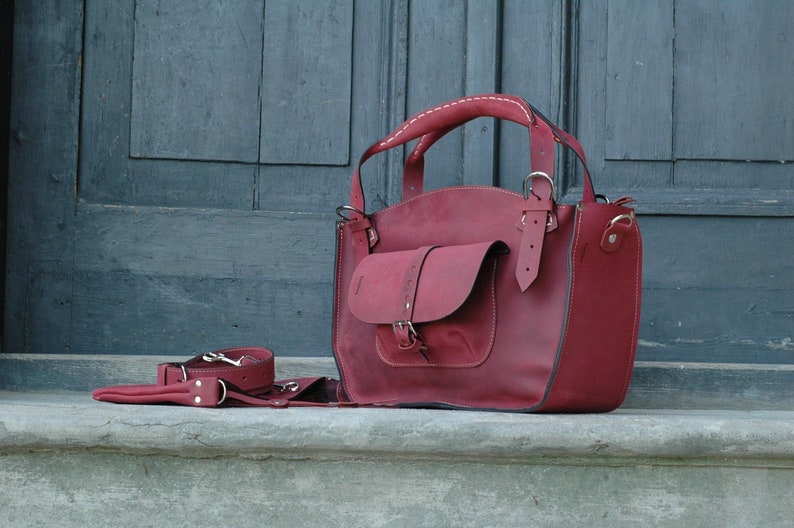 Leather Tote ladybuq handbag raspberry personalized Shoulder Bag with Clutch Set Vintage style purse handmade bag office Travel Laptop bag Raspberry
