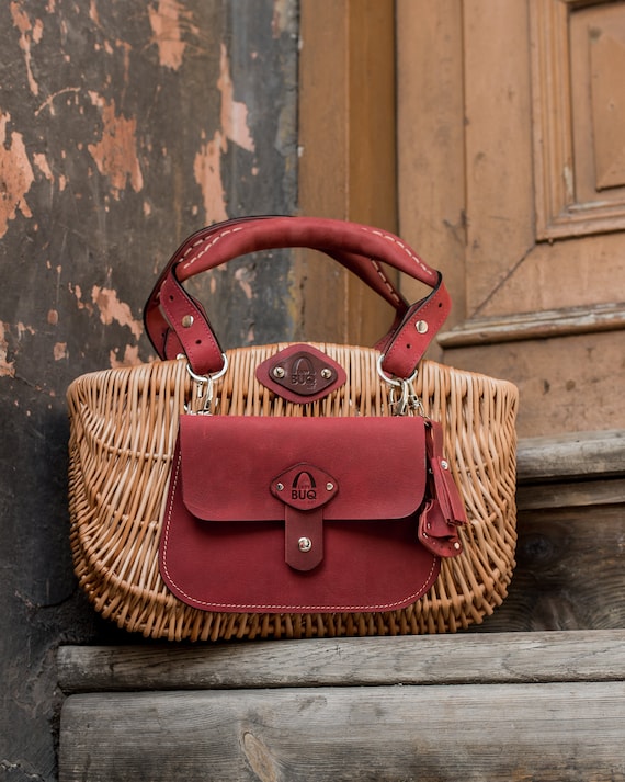 Petit Moyen Rattan Messenger Bag