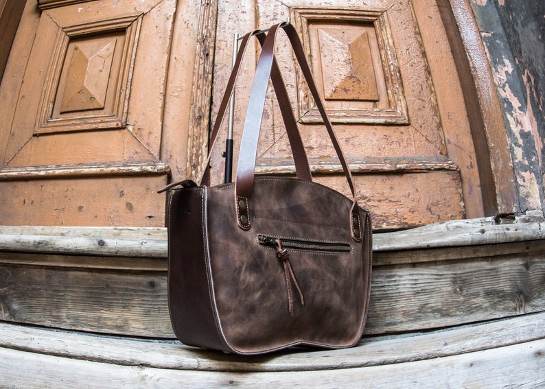 Top brand leather bag in three sizes made by Ladybuq Art Etsy