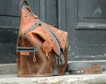 Backpack Vintage Brown Leather    Rustic Leather Rucksack    LadyBuQ Travel Backpack