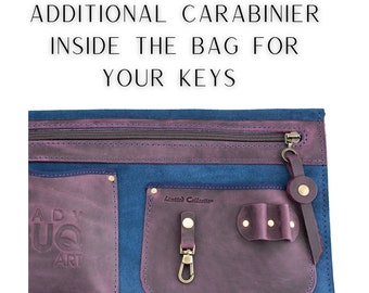 Additional carabinier inside the bag for your keys - add to your order