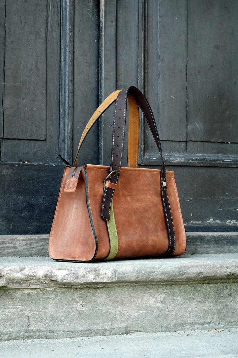 Natural real leather handmade bag Lili woman bag ladybuq art | Etsy