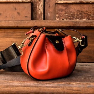 Small leather purse, bucket bag, hippie purse, hobo bag,summer purse, pink purse, designer shoulder bag , luxury purse, stylish bag zdjęcie 8