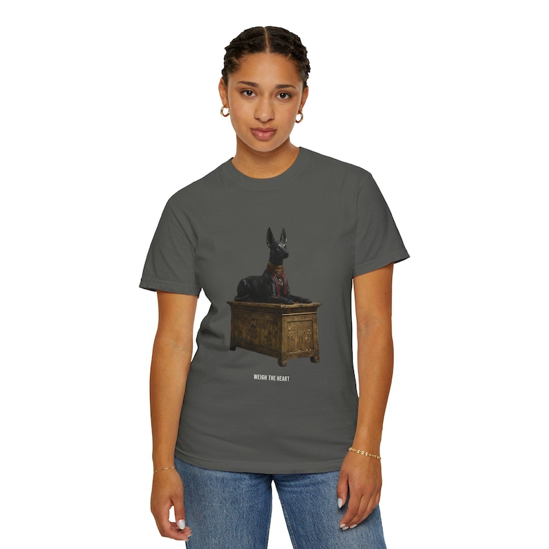 Anubis Jackal Shrine T-Shirt, Egyptian History Art, Bronze & Nile Collection image 1