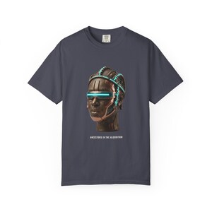Cyberpunk Benin Bronze T-Shirt, Graphic Art Tee, Bronze & Nile Collection Tee, African Art Gift, Unisex Garment-Dyed image 9