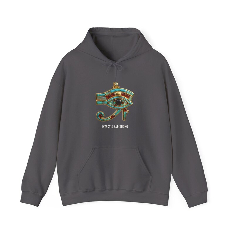 Eye of Horus Amulet Hoodie, Ancient Egypt Art, Afrocentric Streetwear (Heavy Blend) image 3